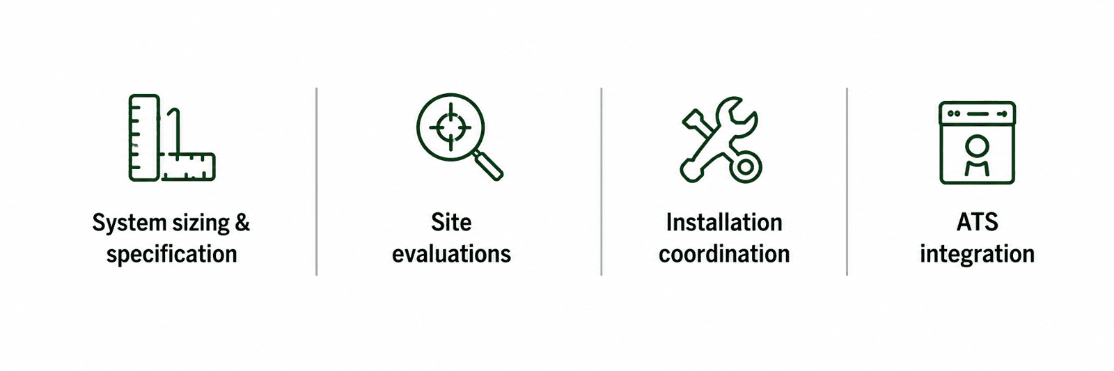 Vital Electric Service Sales System sizing& specification, site evaluations , installation coordination, ATS integration