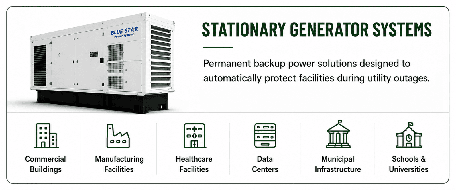 Vital Electric Service sells Stationary Generator Systems